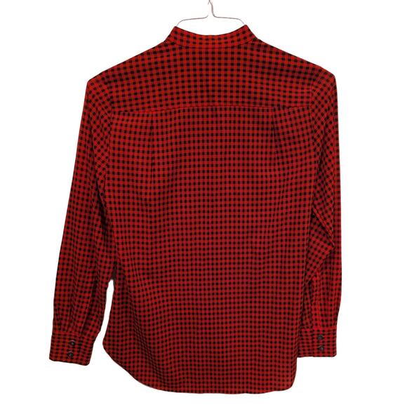 J. Crew Factory Plaid Check Long Sleeve Front Placket Top Size XS Red Black - Picture 7 of 7